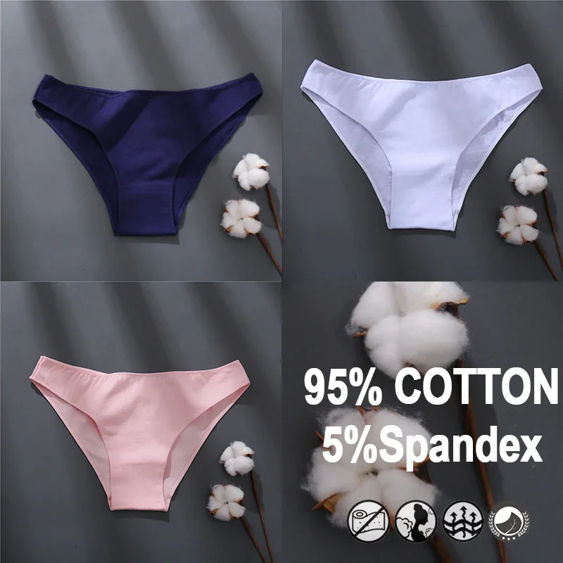 Billionm Women Sexy Cotton Panties Solid Color Underwear Simple Style Briefs Low Waist Breathable Panties Female Soft Intimates Lingerie