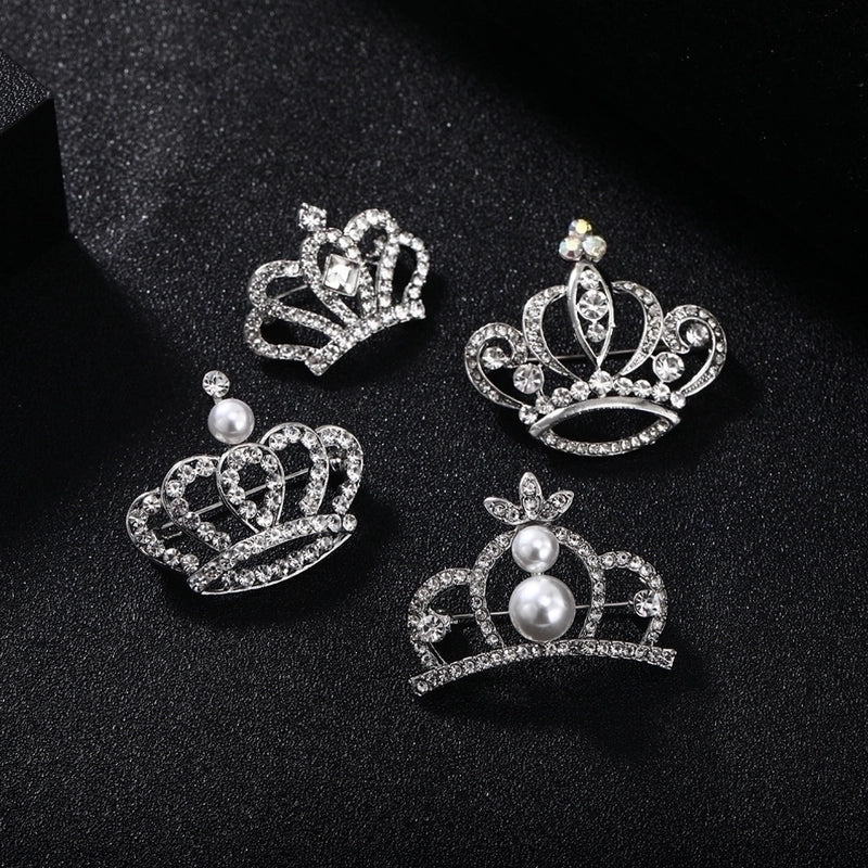 Minimalist Pin Crown Alloy Rhinestone Zircon Women'S Brooches