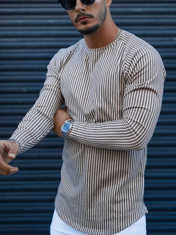 Long-sleeved Striped Loose Fashion T-shirt