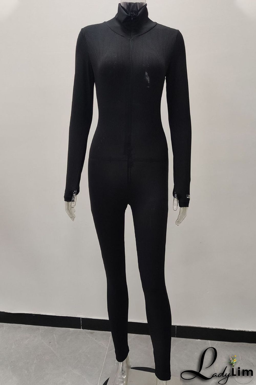 Orange Casual Solid Zipper Embroidered Half A Turtleneck Regular Jumpsuits