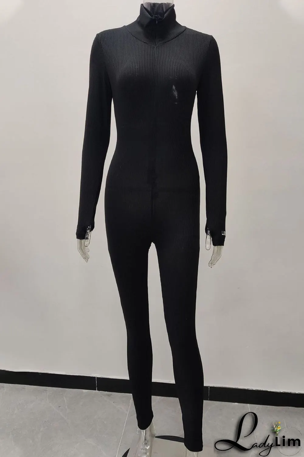Orange Casual Solid Zipper Embroidered Half A Turtleneck Regular Jumpsuits