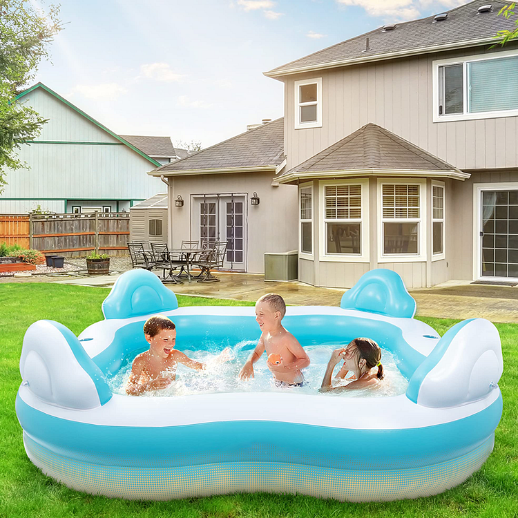 Family-Sized Above Ground Swimming Pool with 4 Seats
