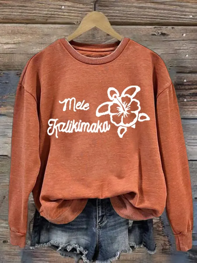 Women's Hawaiian Christmas Mele Kalikimaka Print Sweatshirt