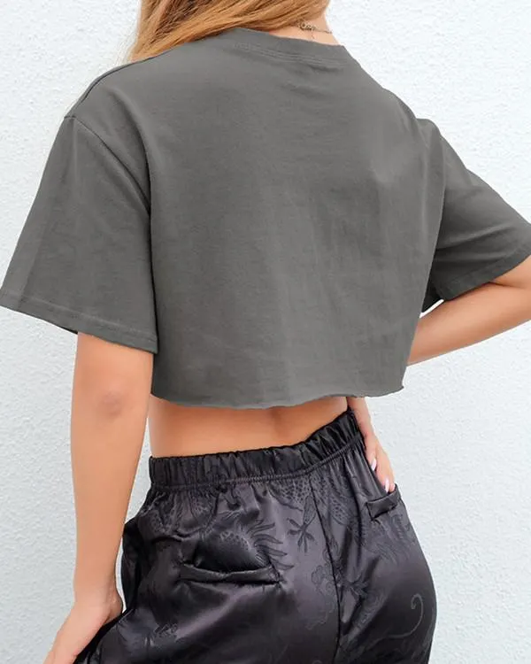 New Simple Wild Letter Embroidery Loose Short Sleeve T-shirt