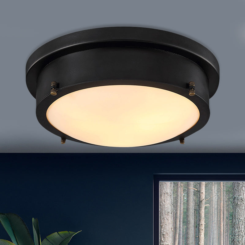Iron Black Circle Led Flush Mount Light For Corridor - 10&rsquo;/14&rsquo; Warm/White/3 Color Options / 10&rsquo; Warm