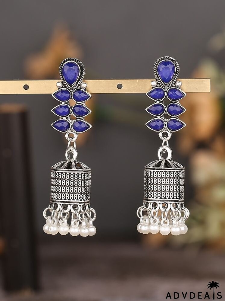 Faux Pearl Round Ball Tassel Jhumka Drop Earrings