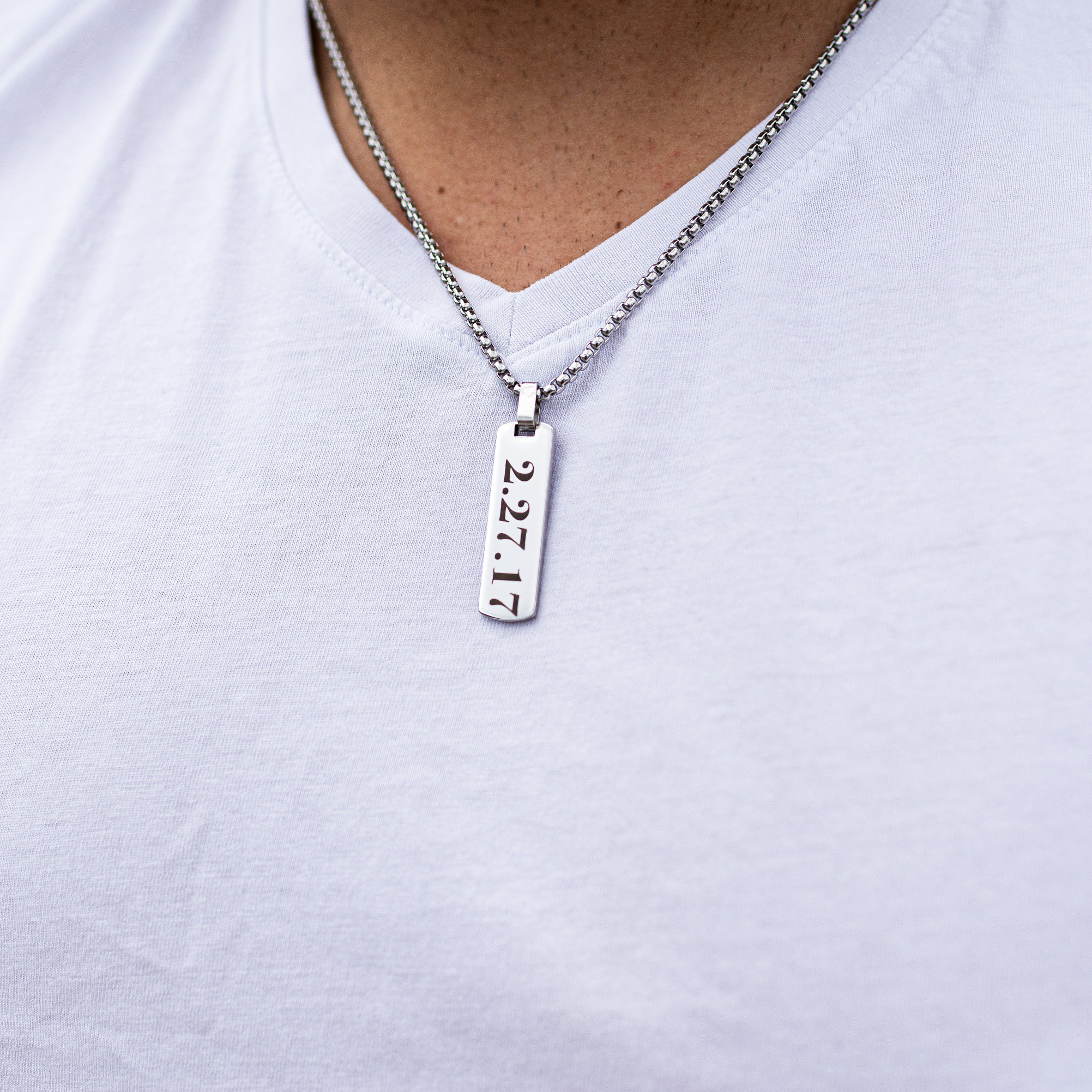 Personalized Men's Bar necklace. Fathers day gift necklace. Custom date