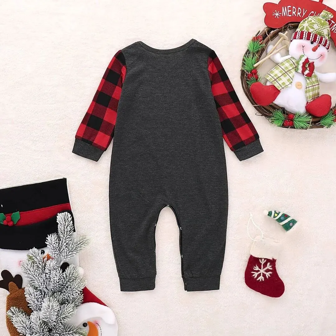 Christmas Hat Print and Buffalo Plaid Family Matching Pajamas Sets