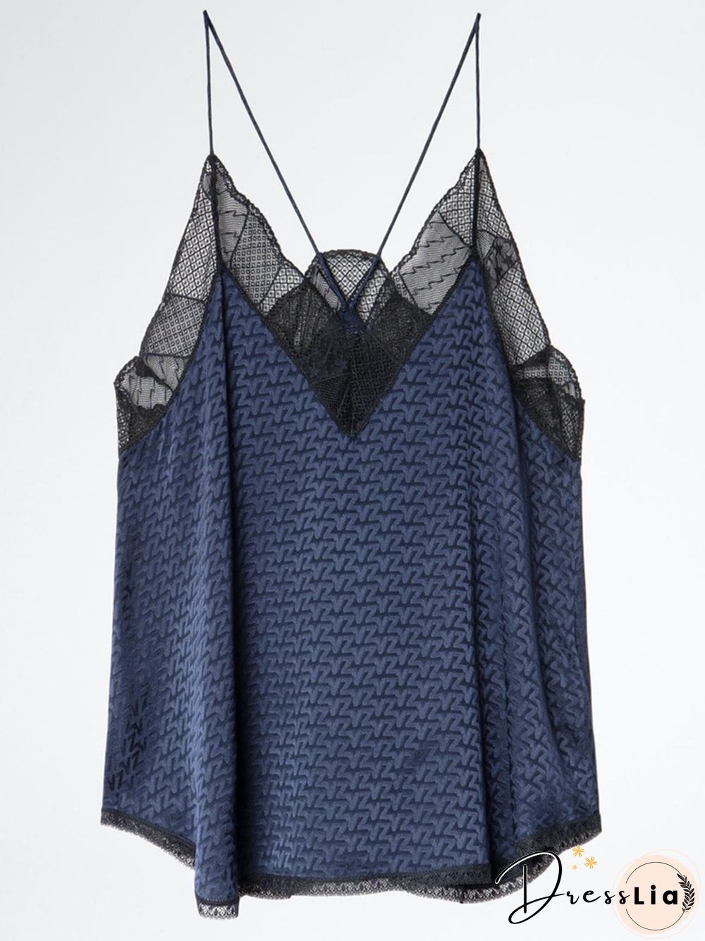 Silk Women New Style Romantic Neckline Exquisite Lace Stitching Letter Printing Girls Camis Vest