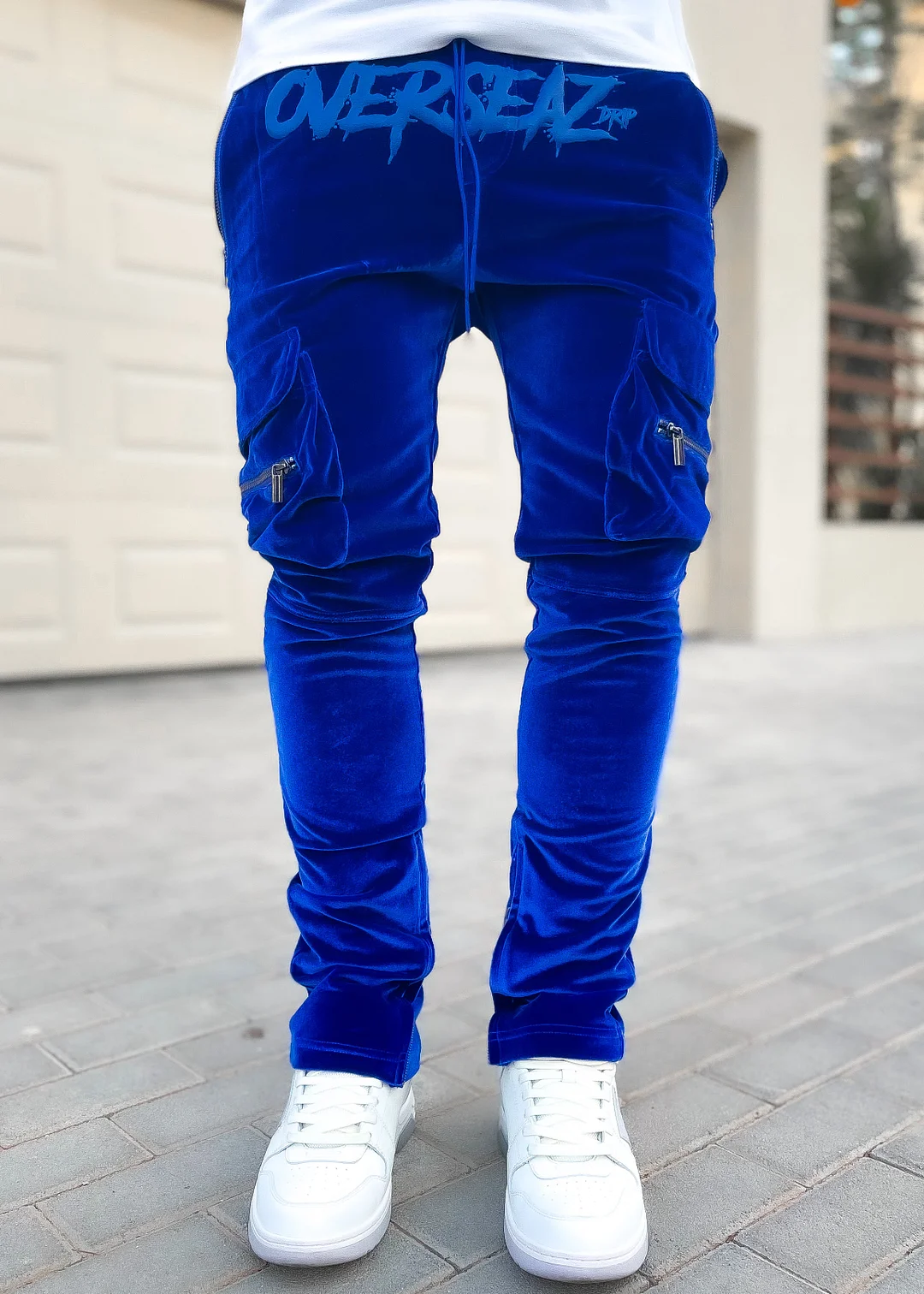 Electric Blue Overseaz Velour Track Pants