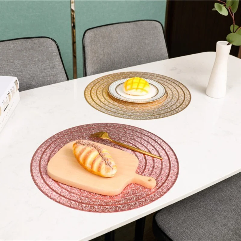 INS Nordic PVC Placemat Round Dining Table Mats Hotal Restaurant Steak Pad Kitchen Decor No Slip Insulation Pads Tea Cup Coaster