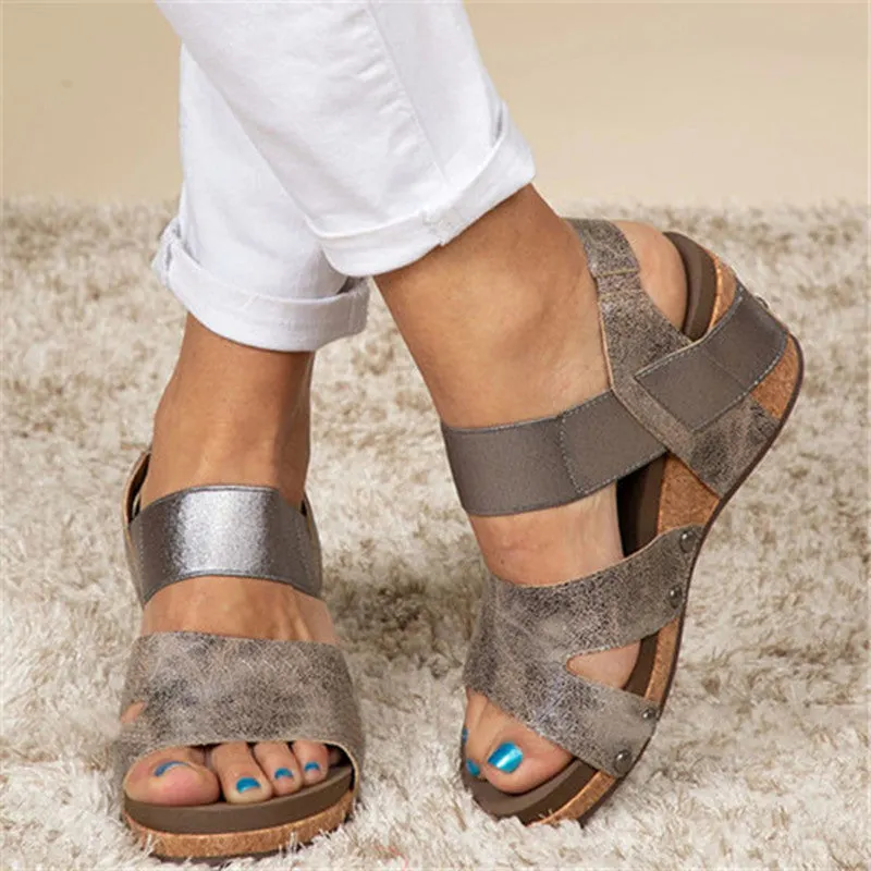 Women Comfy Slip-on Wedge Sandal
