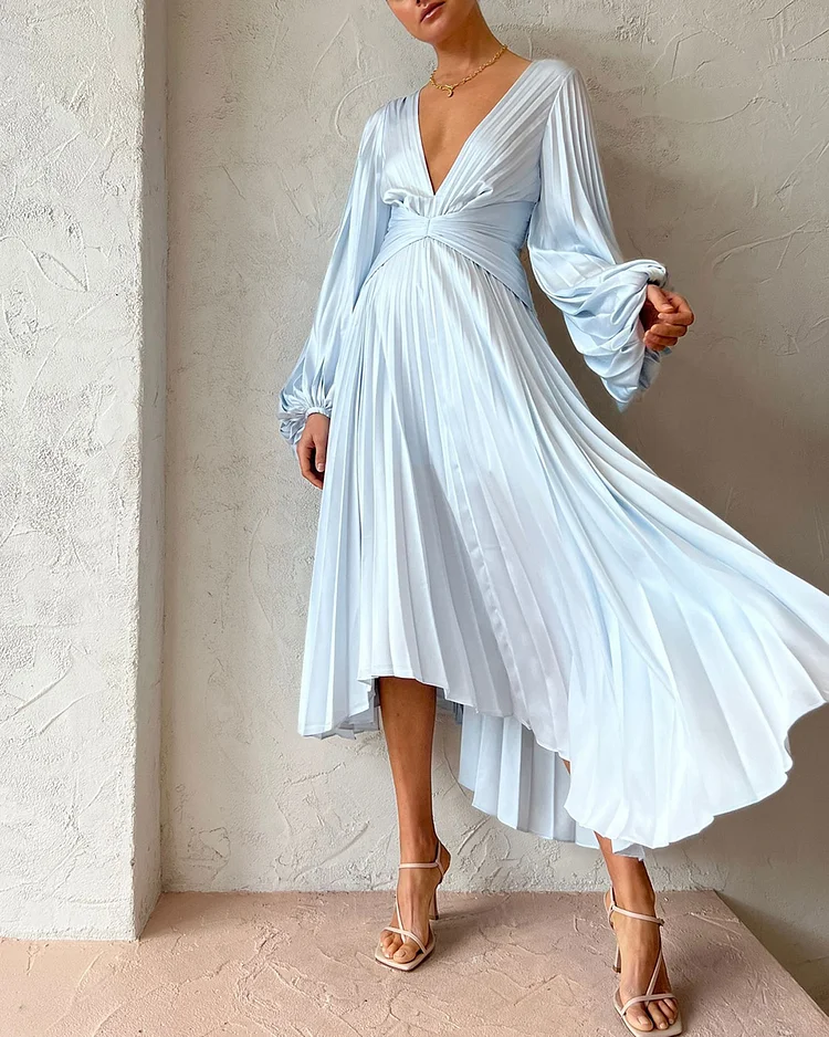 Elegant Irregular Pleated Dress