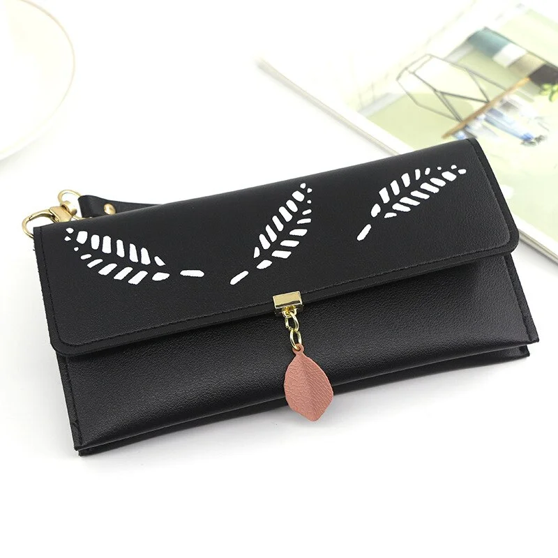 2023 Fashion Small Fresh Leaf Wallet Multi-functional Document Bag Large-capacity Clutch Bag Female Long Mobile Phone Bag