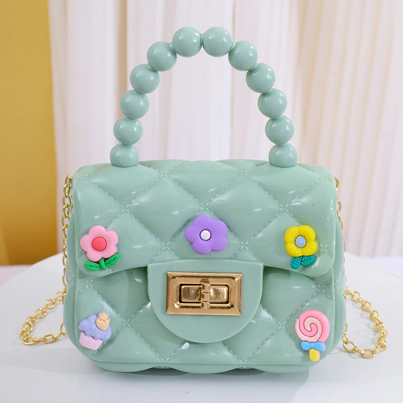 Women’s Small PVC Color Block Streetwear Square Lock Clasp Handbag