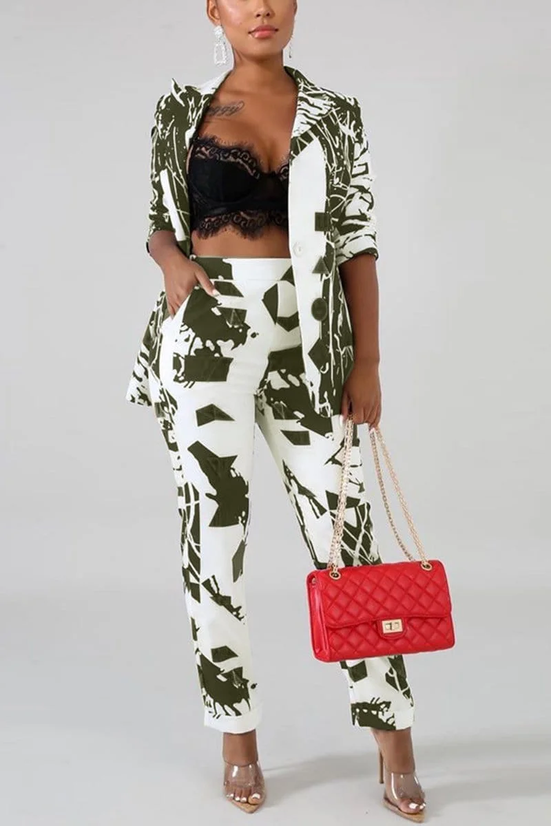 Fashion Casual Abstract Print Two Pieces