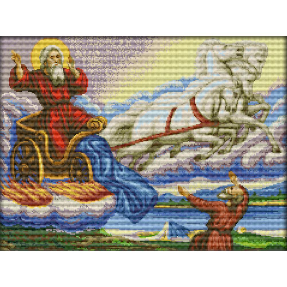 

Santa Claus On The Carriage - 14CT Stamped Cross Stitch - 52x41cm, 501 Original