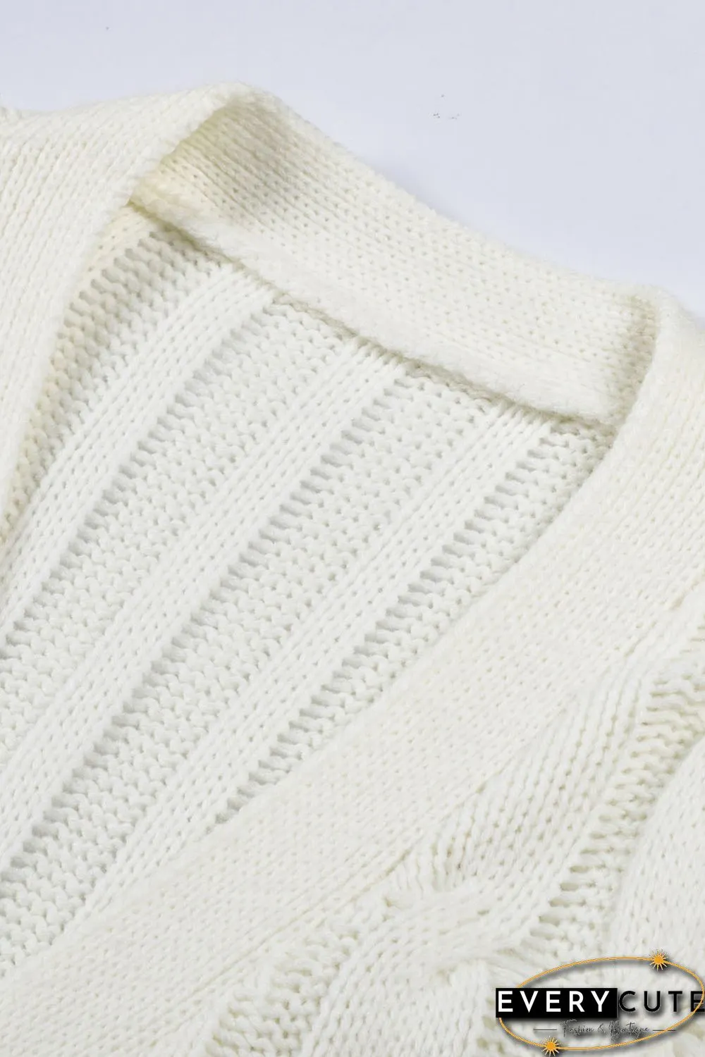 White Button Pocket Knit Cardigan