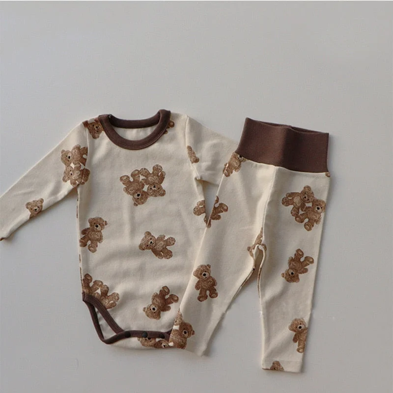 MILANCEL 2022 Spring Newborn Baby Pajama Set Cartoon Cute Cotton Long Sleeve Bunny Sleepwear