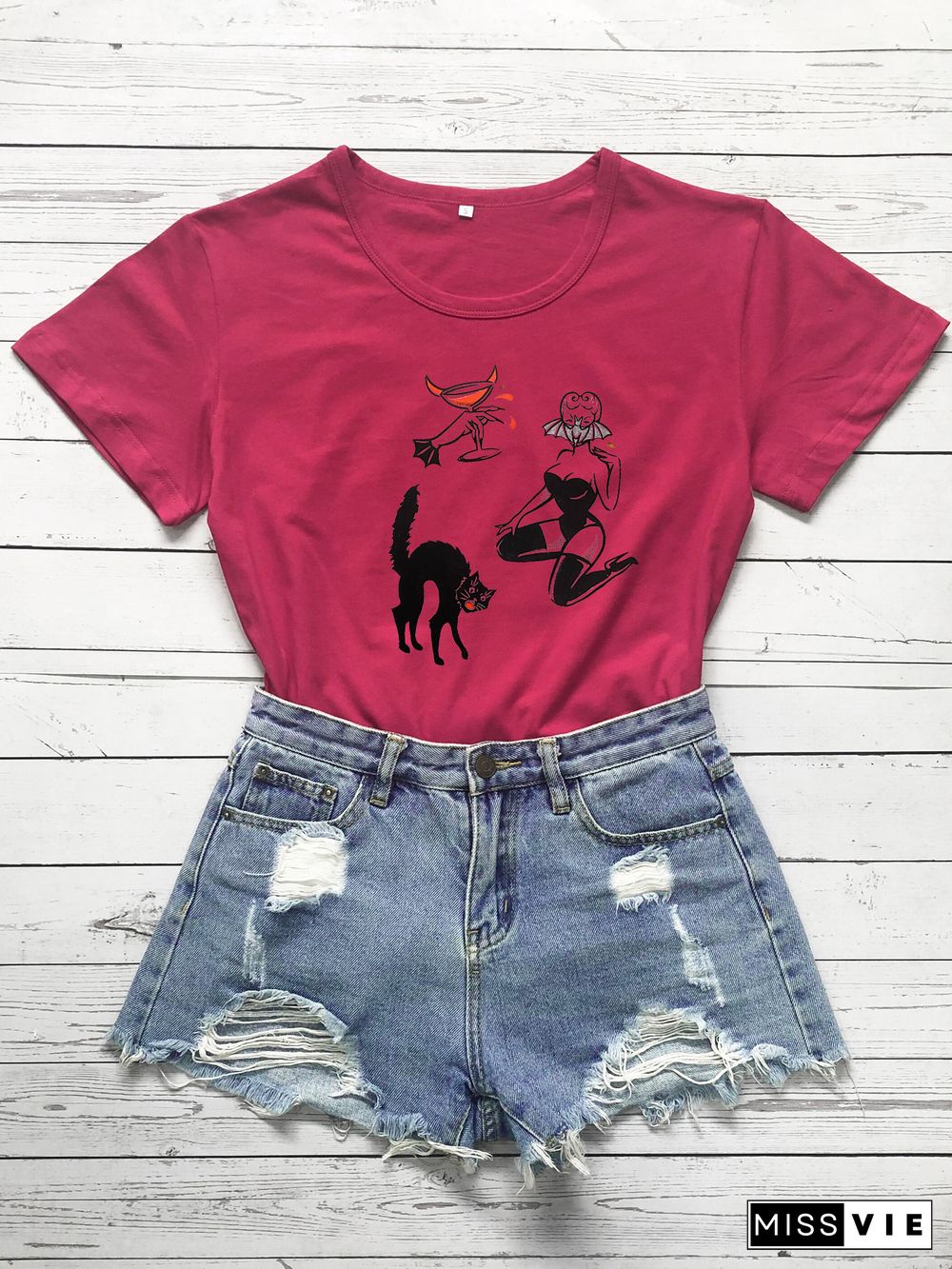 Colored BAT GHOUL RINGERGothic T-shirtWomen CottonFunnyStreetStyleGrungeGraphicCasual FashionUnisexTeeTopTshirt