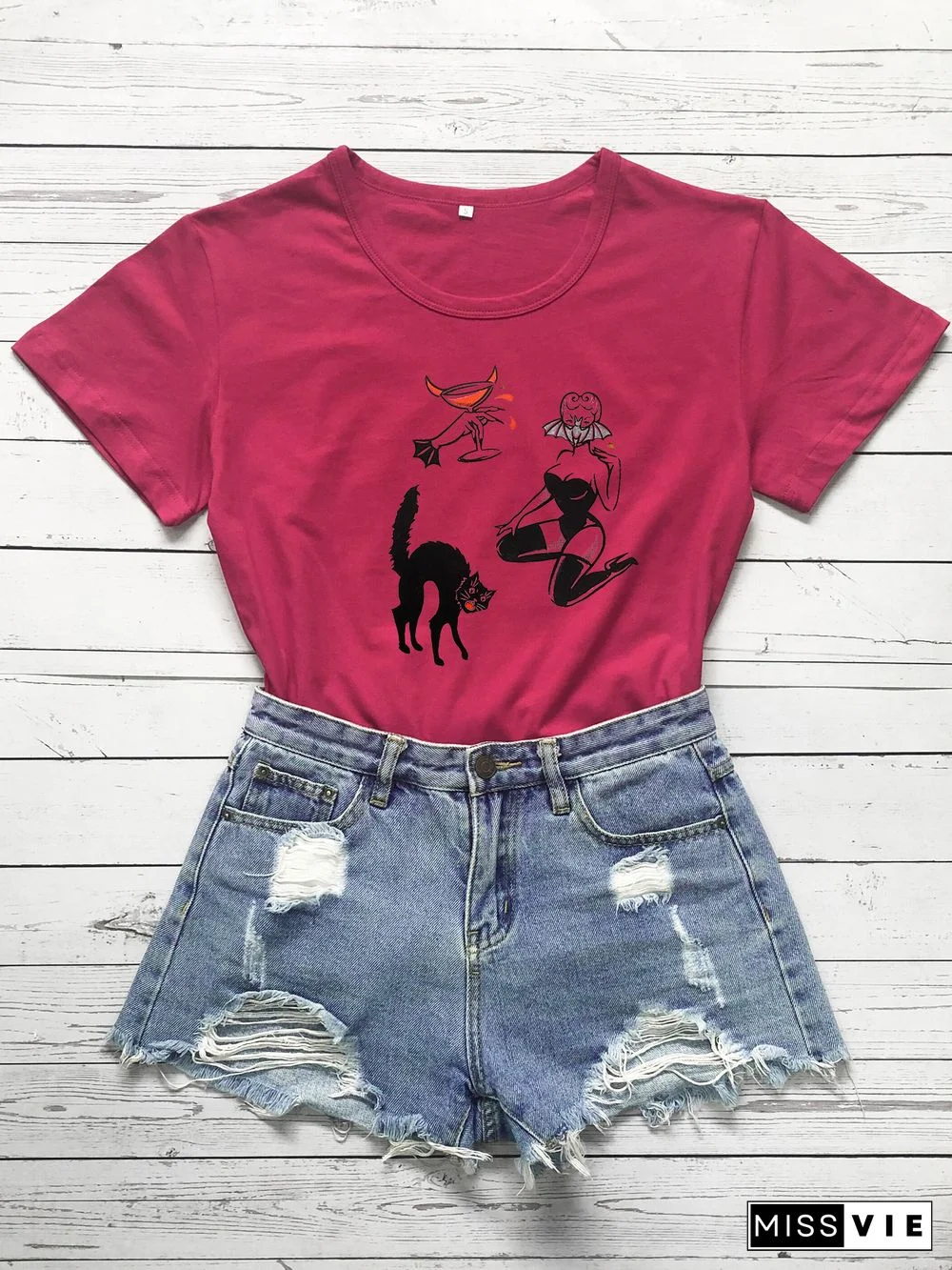 Colored BAT GHOUL RINGERGothic T-shirtWomen CottonFunnyStreetStyleGrungeGraphicCasual FashionUnisexTeeTopTshirt