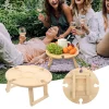 Table de pique-nique pliante ext&eacute;rieure en bois avec porte-verre &agrave; vin