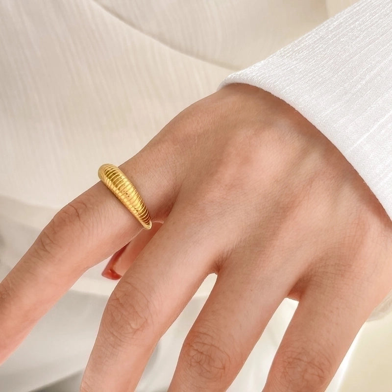 Minimalist Solid Color Titanium Steel Plating Gold Plated Rings