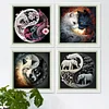 (US Only)4pcs Animal Printed Cross Stitch Kit 40x40cm DIY 11CT Thread Art Needlework