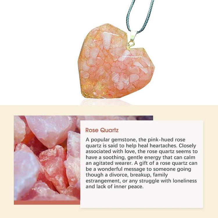 Natural Crystal Heart Healing Necklace