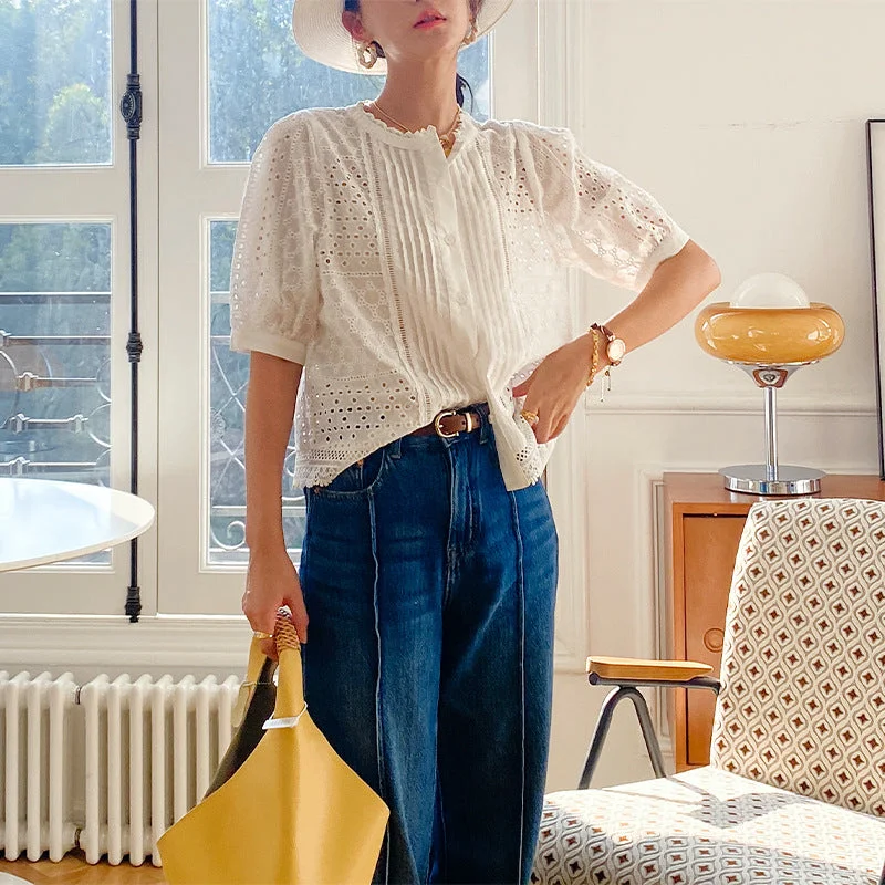 Uveng French Style Design Shirt Half Sleeve Blouses