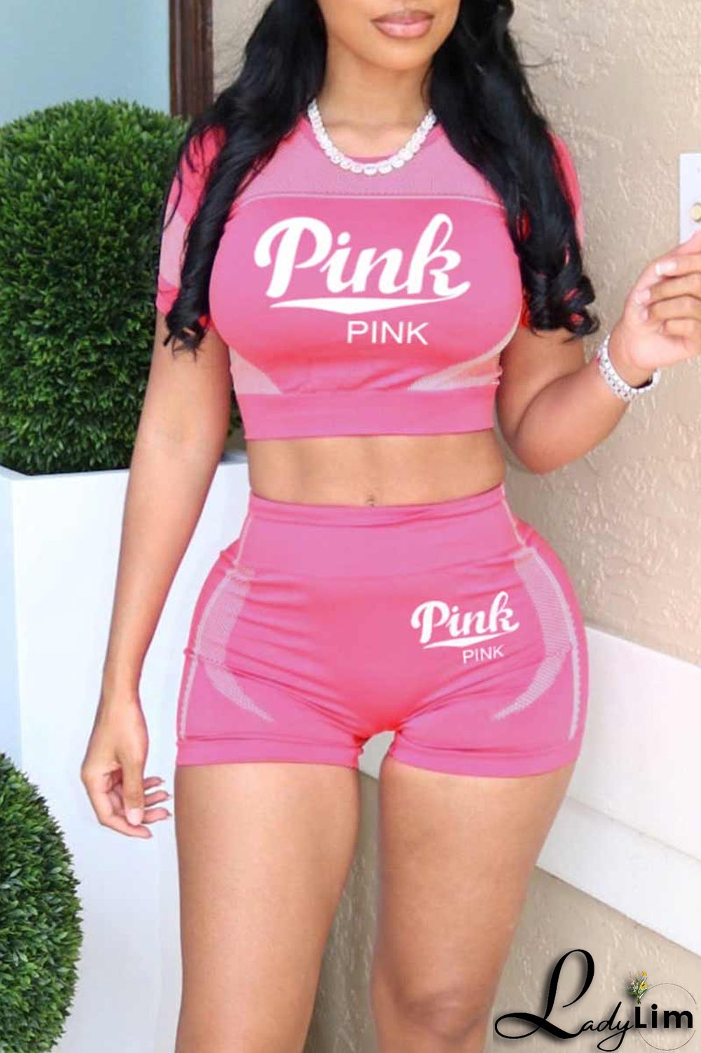 Black Casual Sportswear Print Patchwork O Neck Short Sleeve Two Pieces