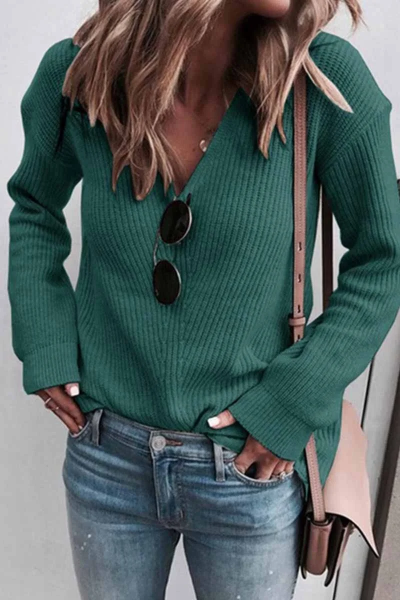 Sexy Fashion V-neck Knitted Sweater(5 Colors)