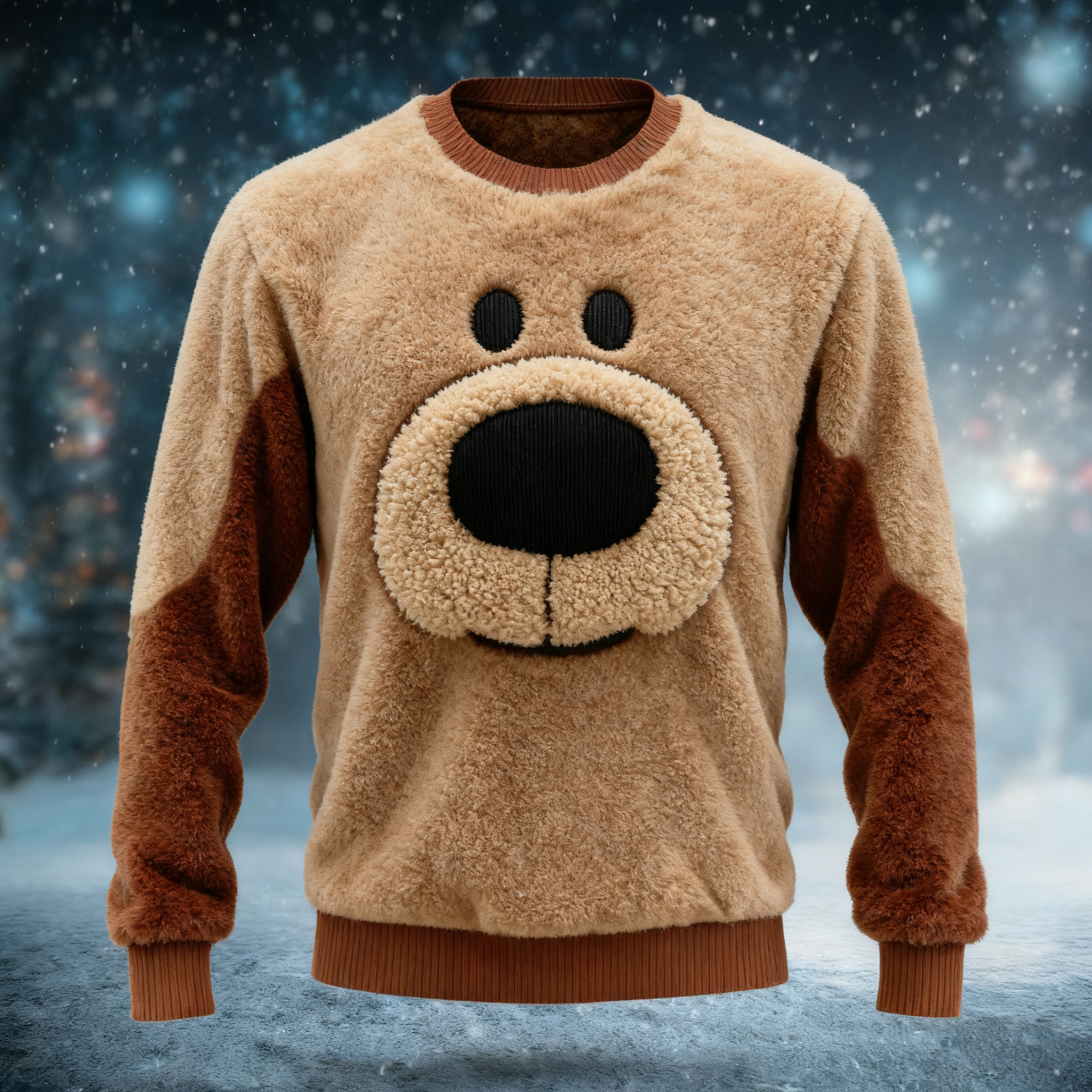Men's Fun Christmas Plush Dog Warm Pullover elevenforest