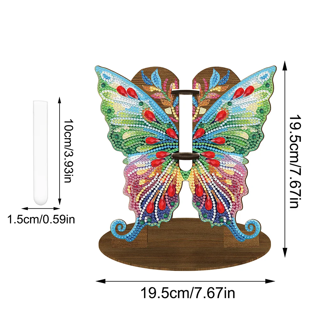 DIY Wooden Butterfly Diamond Painting Flower Vase Ornaments for Home Office Decor