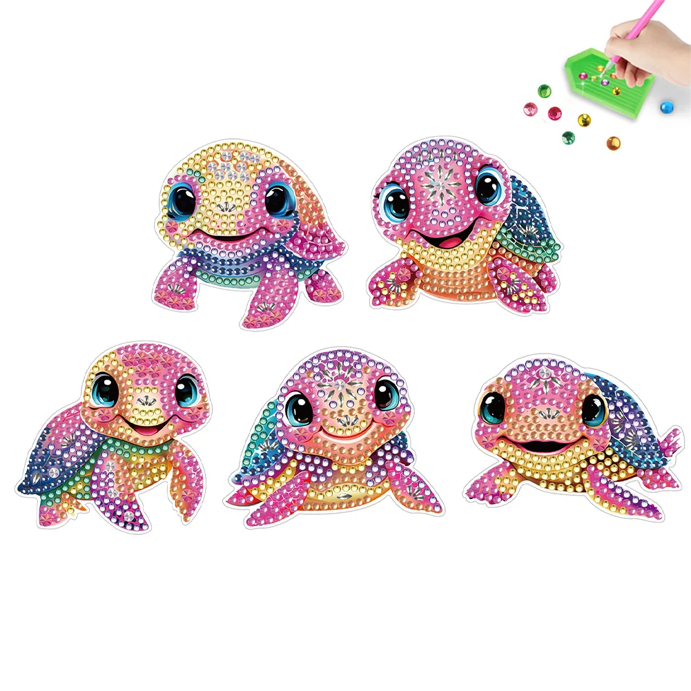 5PCS Diamond Painting Magnets Refrigerator for Adults Kids (Colourful  Turtle)