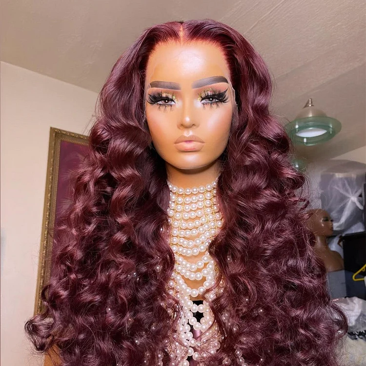 Vibrant Burgundy Loose Wave Lace Front Wig [CW1004]