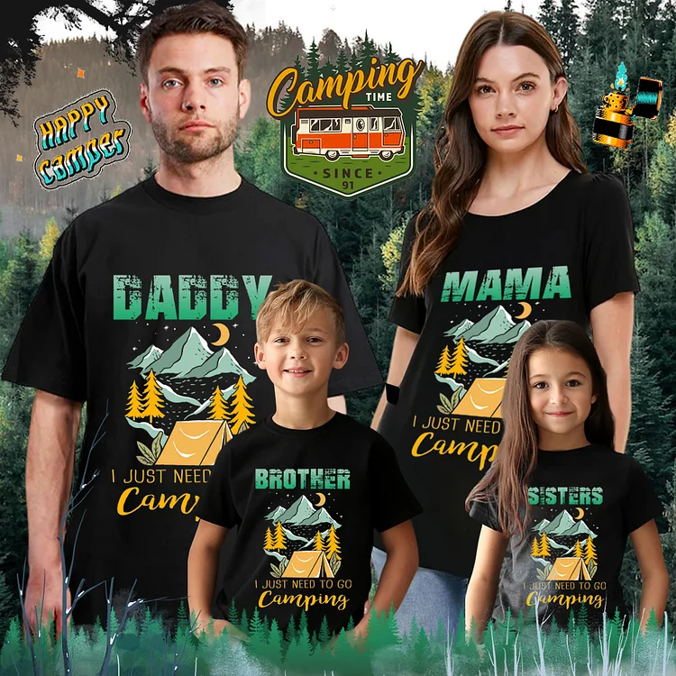 Happy Camper Family Camp T-shirt-BSLY0057