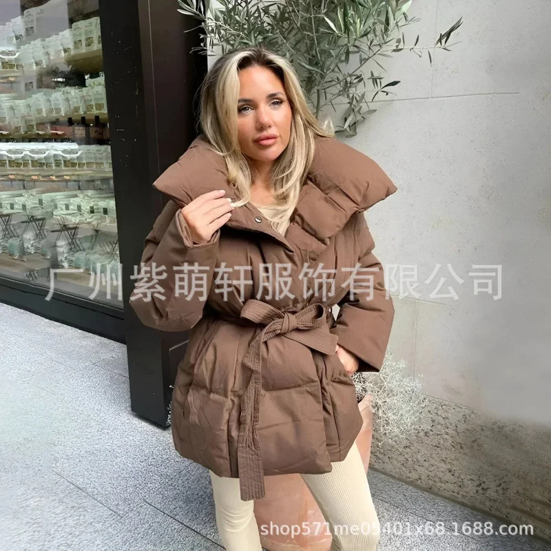 Nigikala Nigikala Three-Color Collar Warm Waist Women's Cotton Jacket Autumn And Winter Loose Collar New Fashion Cotton