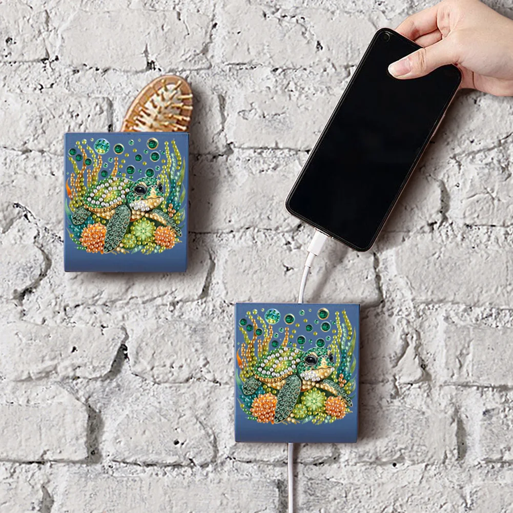 Water Turtle DIY Diamond Painting Kit Wall-Mounted Phone Charging Station Decor