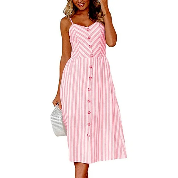 2020Summer Sleeveless Casual Stripe Dress New Fashion Women Sexy Boho Striped Beach Strap Sundress Vestidos For Female Bigsweety