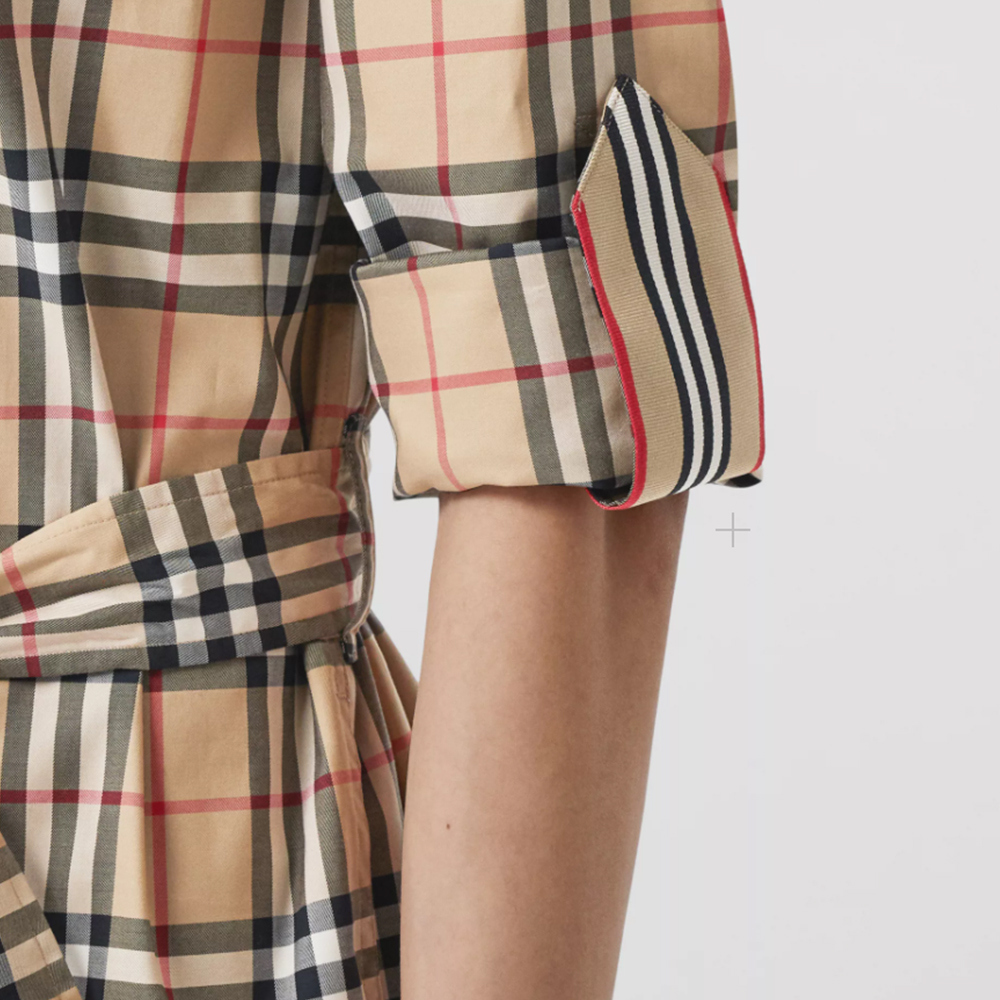 Classic Vintage Check Stretch Cotton Tie Waist Shirt Dress-vocosishoes