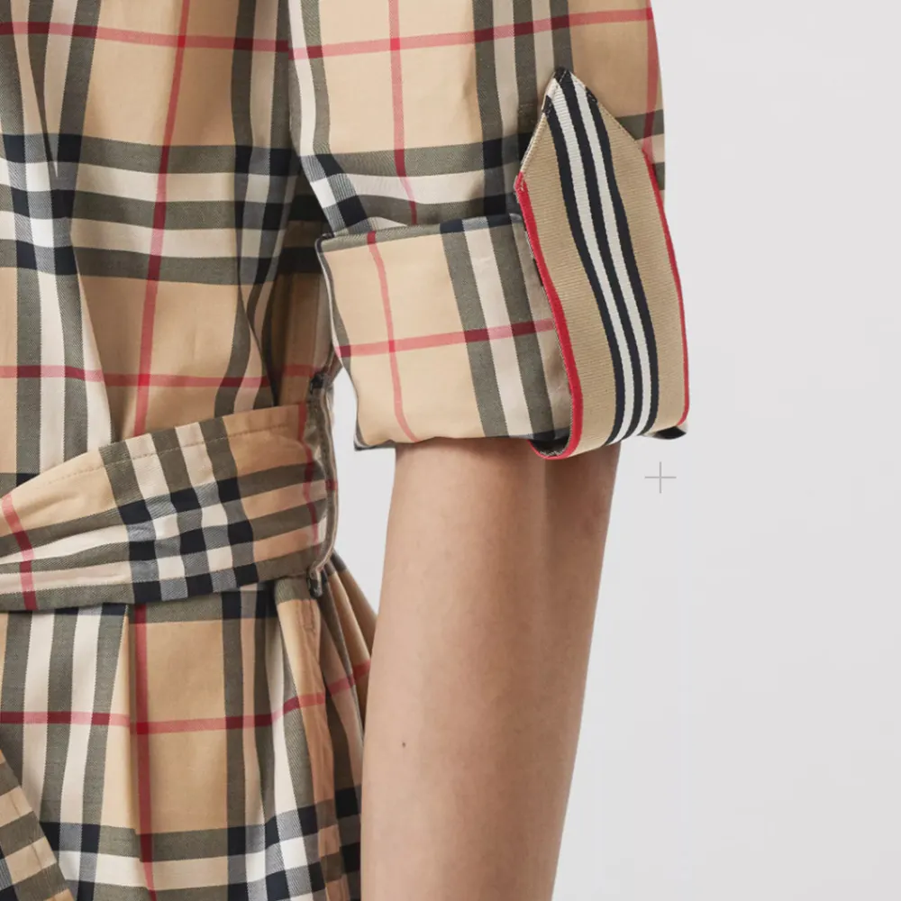 Classic Vintage Check Stretch Cotton Tie Waist Shirt Dress-vocosishoes
