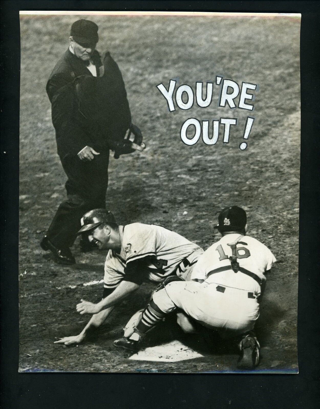 Frank Torre Hobie Landrith Conlan 1957 Press Photo Poster painting Cardinals Milwaukee Braves