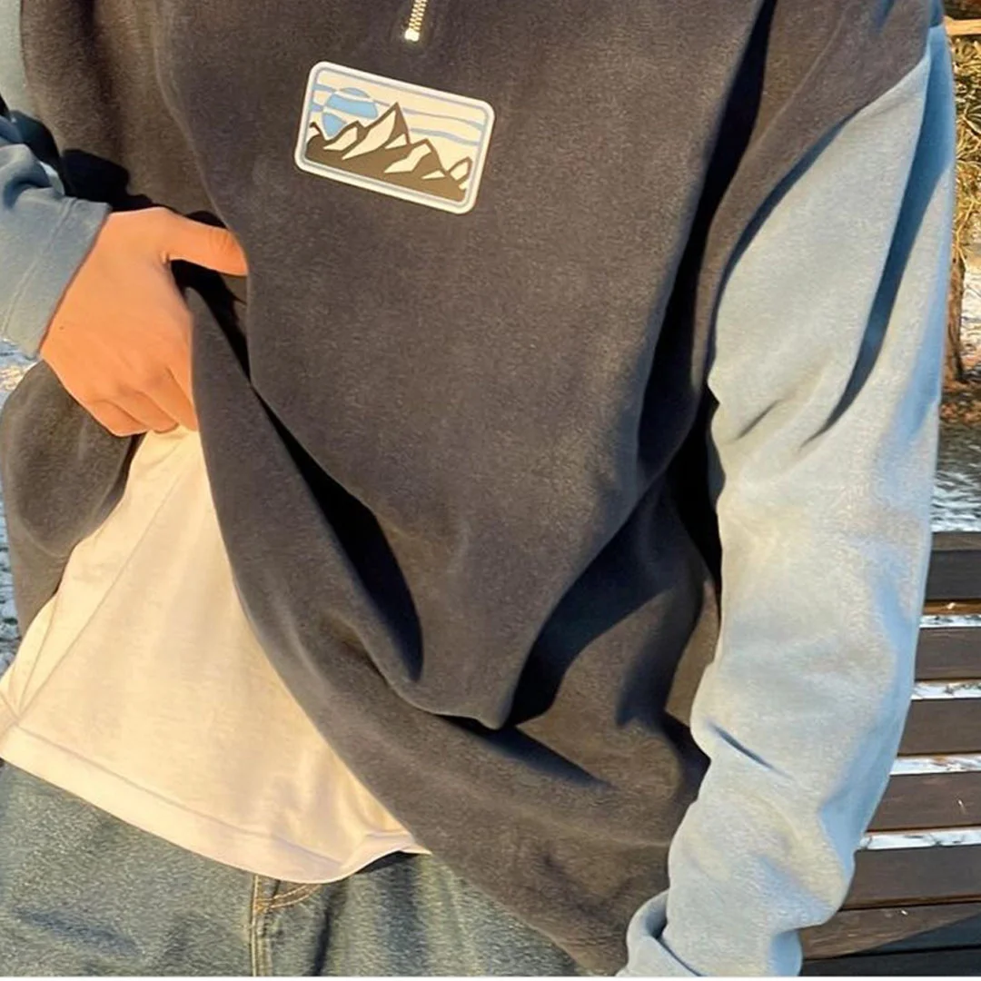 Oversized Unisex Contrast Polos Sweatshirt