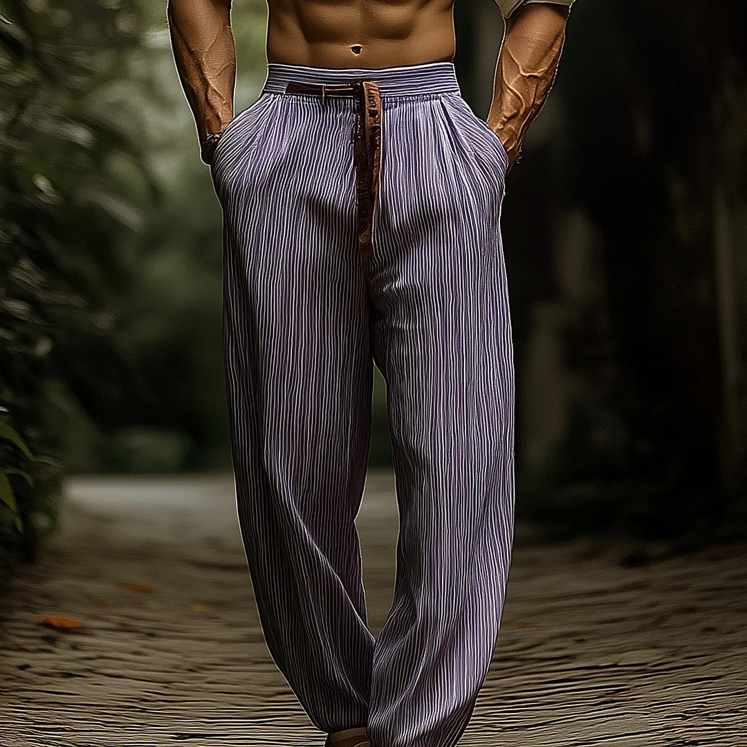 Striped Loose-Fit Lounge Pants For Men - Comfortable And Stylish Loungewear-inspireuse