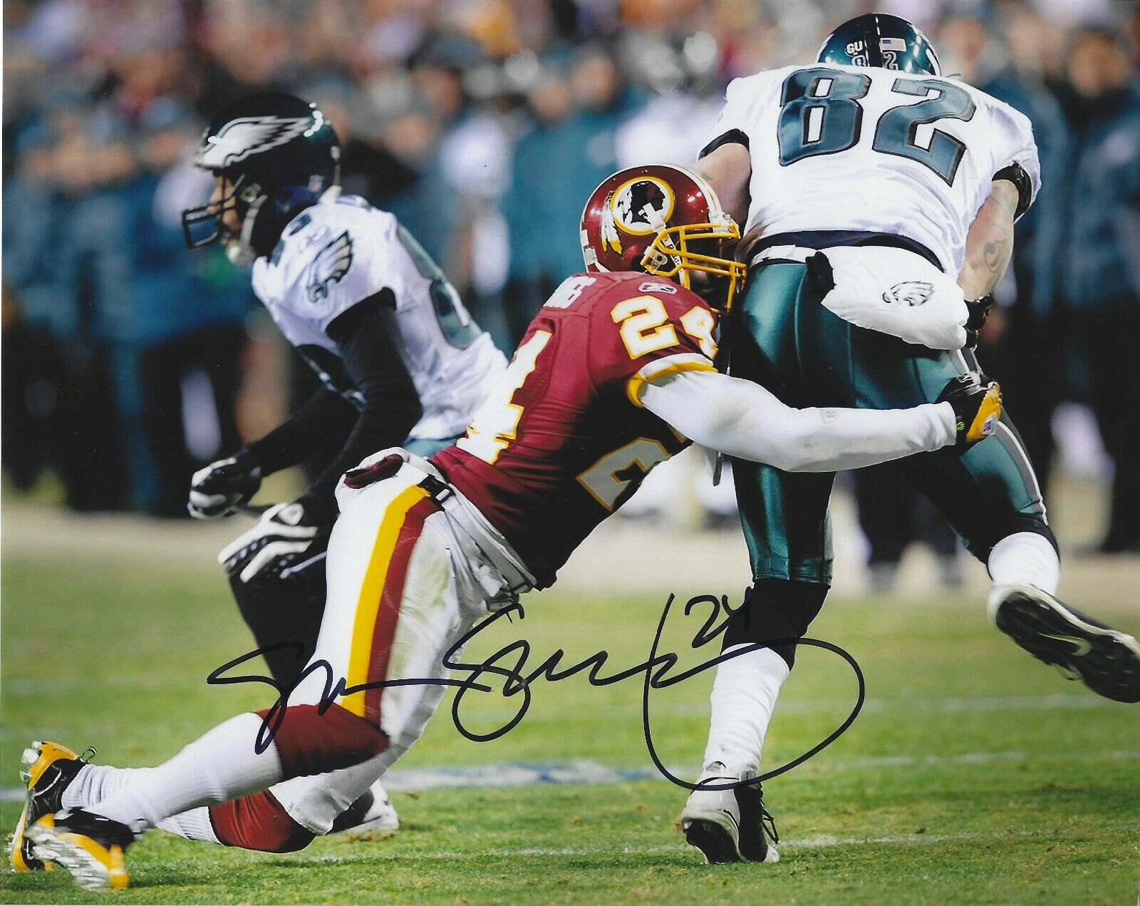 Signed 8x10 SHAWN SPRINGS Washington Redskins Autographed Photo Poster painting - w/COA