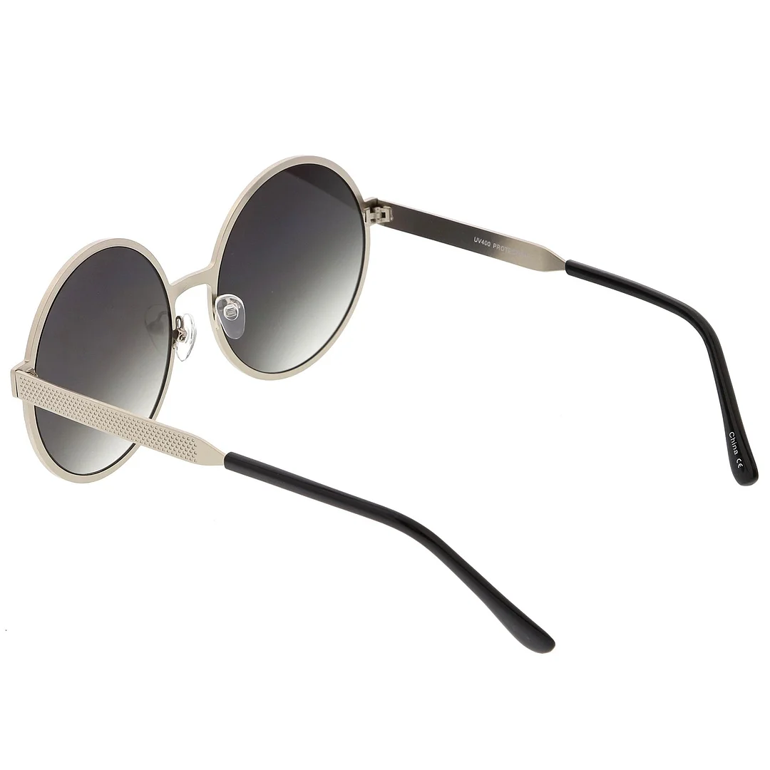 Oversize Round Metal Frame glasses With Neutral Colored Flat Lens 58mm