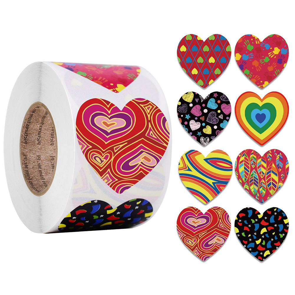 

500Pcs/Roll Colorful Heart Shaped Stickers Self-Adhesive Labels, 501 Original