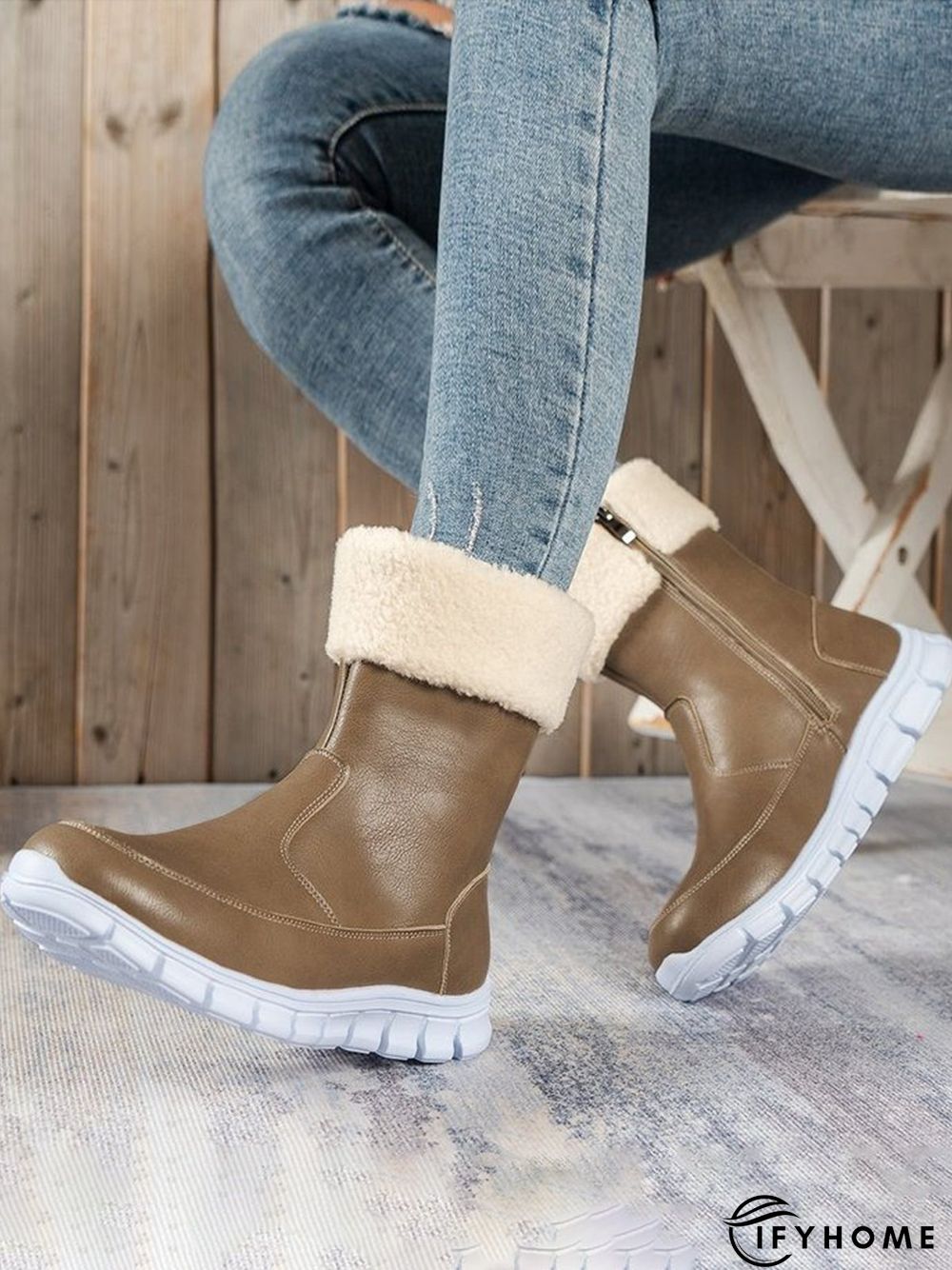 Warm Comfort Lightweight Soft Sole Patchwork Zipper Snow Boots | IFYHOME