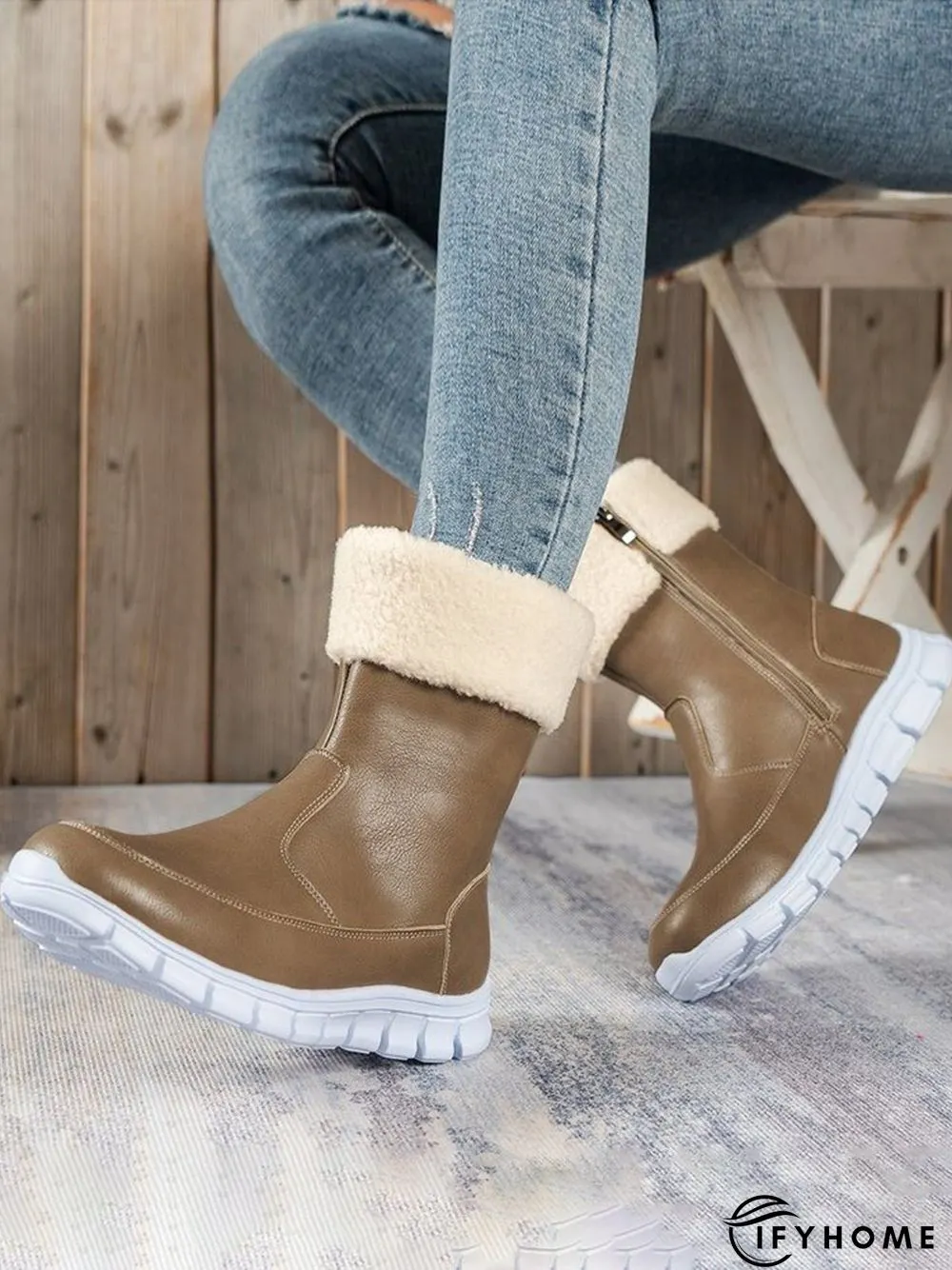 Warm Comfort Lightweight Soft Sole Patchwork Zipper Snow Boots | IFYHOME
